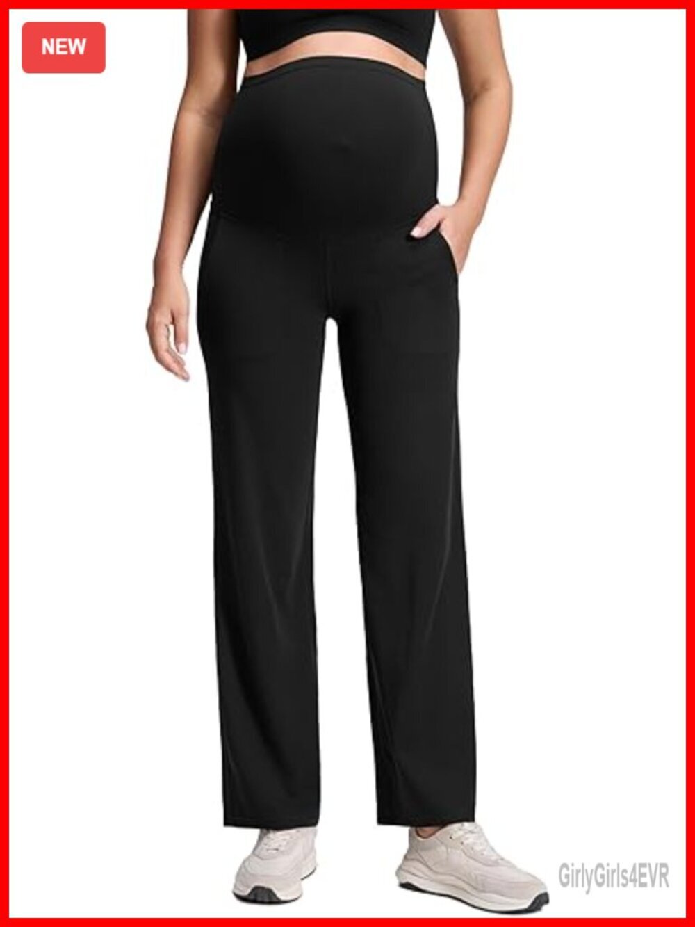 Butterluxe Maternity Wide Leg Pants with Pockets 31.5" Inseam Yoga Lounge
